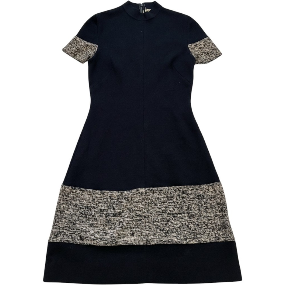 Lida Wool Knit Dress Womens 8/10 Black Grey Colorblock Mock Neck Made in Italy